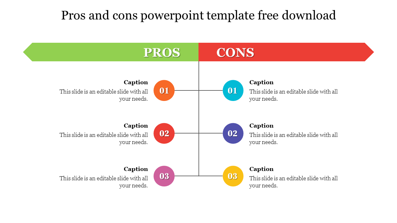 Editable pros and cons powerpoint template free download